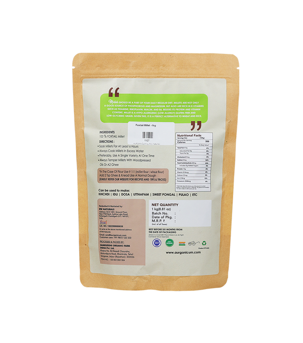 Foxtail Millets 1Kg Packaging 